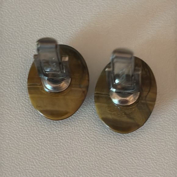 Vintage Tiger’s Eye cufflinks silver Tone Brown Accents men’s French cuffs - Picture 7 of 9